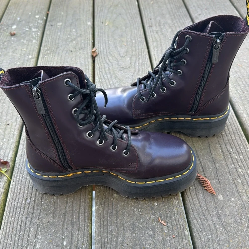 Dr Martens Jadon Purple Platform Smooth Leather Boots w/ Zip Sz 39 / 8